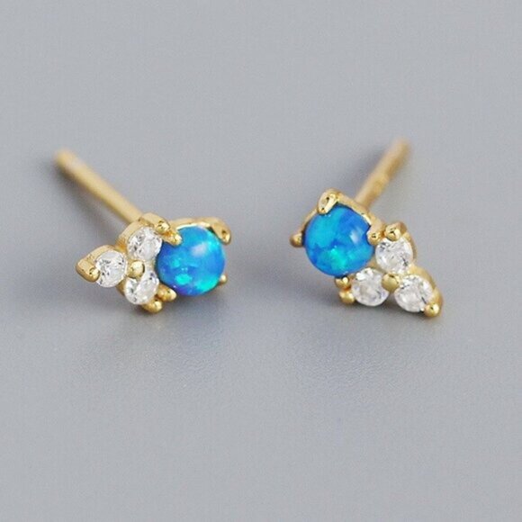 Tiny Stud Earrings Opal and Crystal Stud Earrings Dainty Ear Stack Studs PRETTY - Picture 6 of 15
